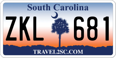 SC license plate ZKL681