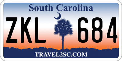 SC license plate ZKL684