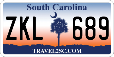 SC license plate ZKL689