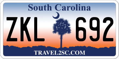 SC license plate ZKL692