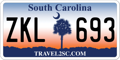 SC license plate ZKL693
