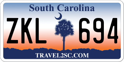 SC license plate ZKL694