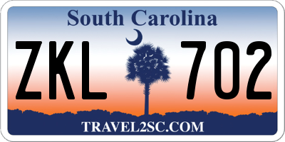 SC license plate ZKL702
