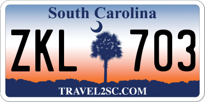SC license plate ZKL703