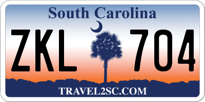 SC license plate ZKL704