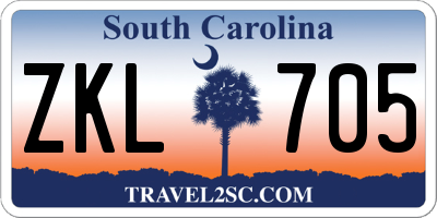SC license plate ZKL705