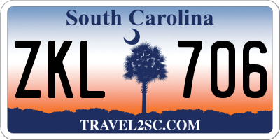 SC license plate ZKL706