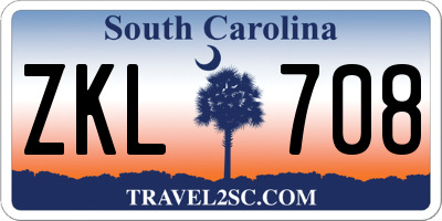 SC license plate ZKL708