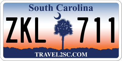 SC license plate ZKL711
