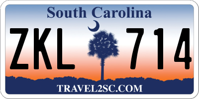 SC license plate ZKL714