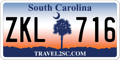 SC license plate ZKL716