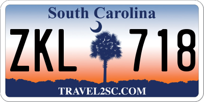 SC license plate ZKL718