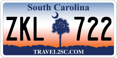 SC license plate ZKL722