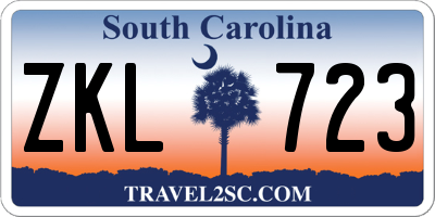 SC license plate ZKL723