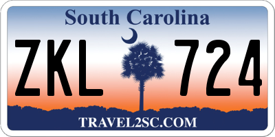 SC license plate ZKL724