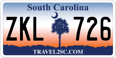 SC license plate ZKL726