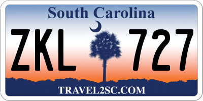 SC license plate ZKL727