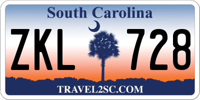 SC license plate ZKL728