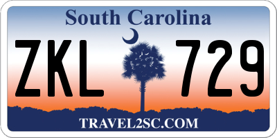 SC license plate ZKL729