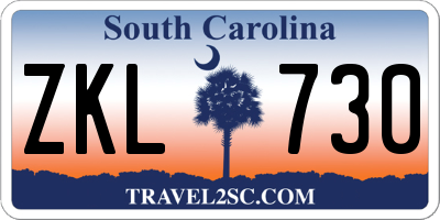 SC license plate ZKL730