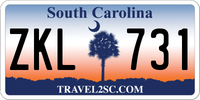 SC license plate ZKL731