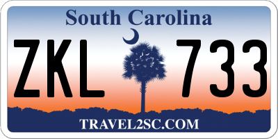 SC license plate ZKL733
