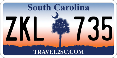 SC license plate ZKL735