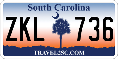 SC license plate ZKL736