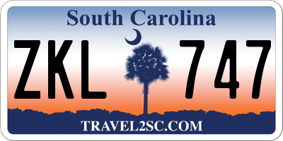 SC license plate ZKL747