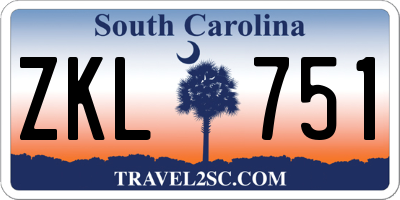 SC license plate ZKL751