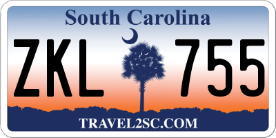 SC license plate ZKL755