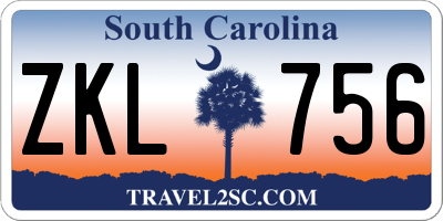 SC license plate ZKL756