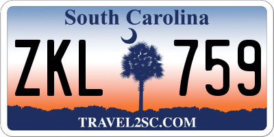 SC license plate ZKL759