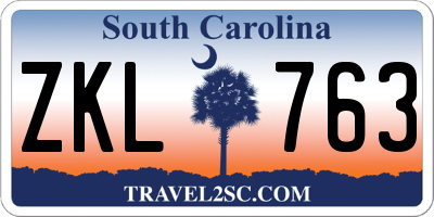 SC license plate ZKL763