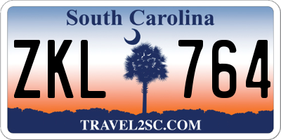 SC license plate ZKL764