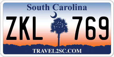 SC license plate ZKL769