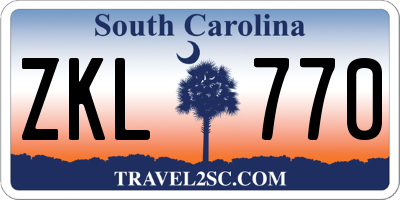 SC license plate ZKL770