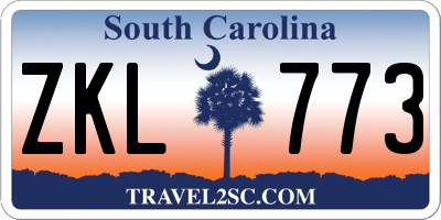 SC license plate ZKL773