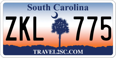 SC license plate ZKL775