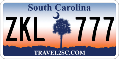 SC license plate ZKL777