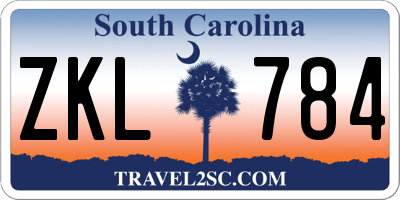 SC license plate ZKL784