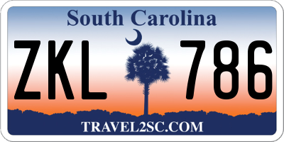 SC license plate ZKL786