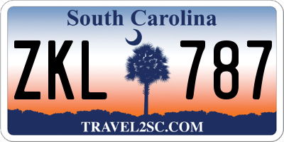 SC license plate ZKL787