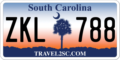 SC license plate ZKL788