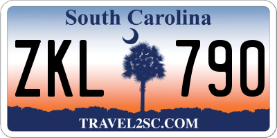 SC license plate ZKL790