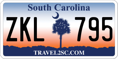 SC license plate ZKL795