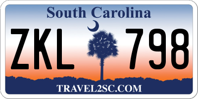 SC license plate ZKL798