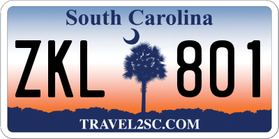 SC license plate ZKL801