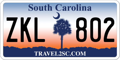 SC license plate ZKL802