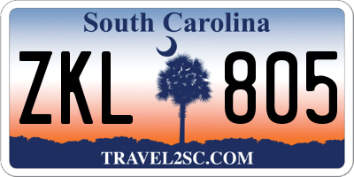 SC license plate ZKL805